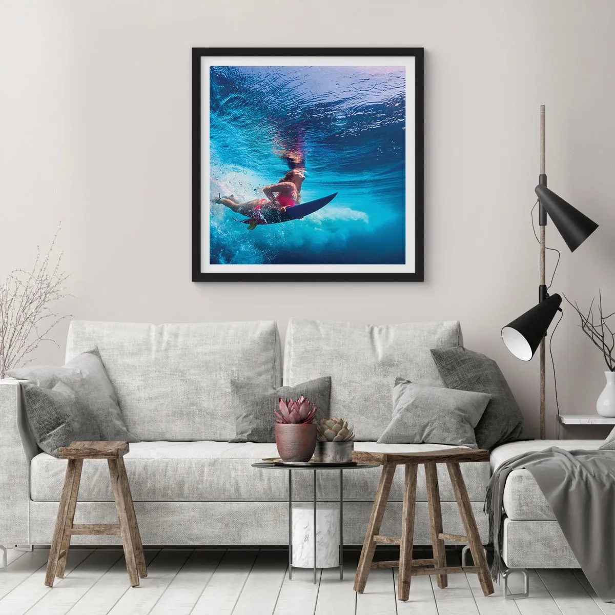 Plakat w czarnej ramie - Głębia radości - 60x60 cm