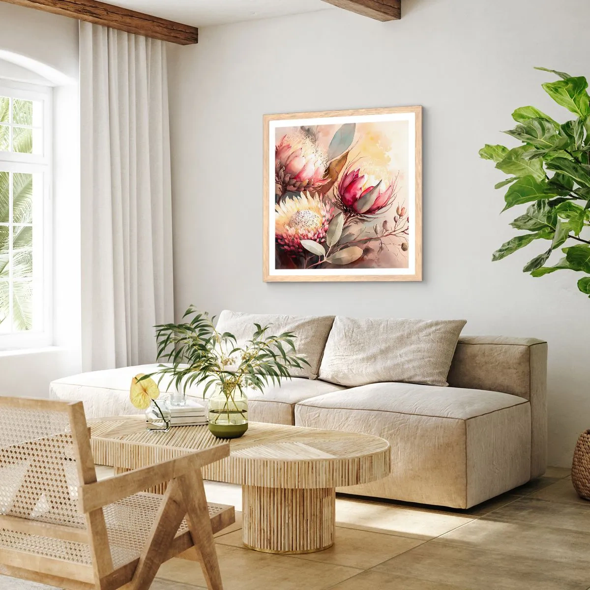 Plakat w ramie jasny dąb - Z profilu i en face - 40x40 cm