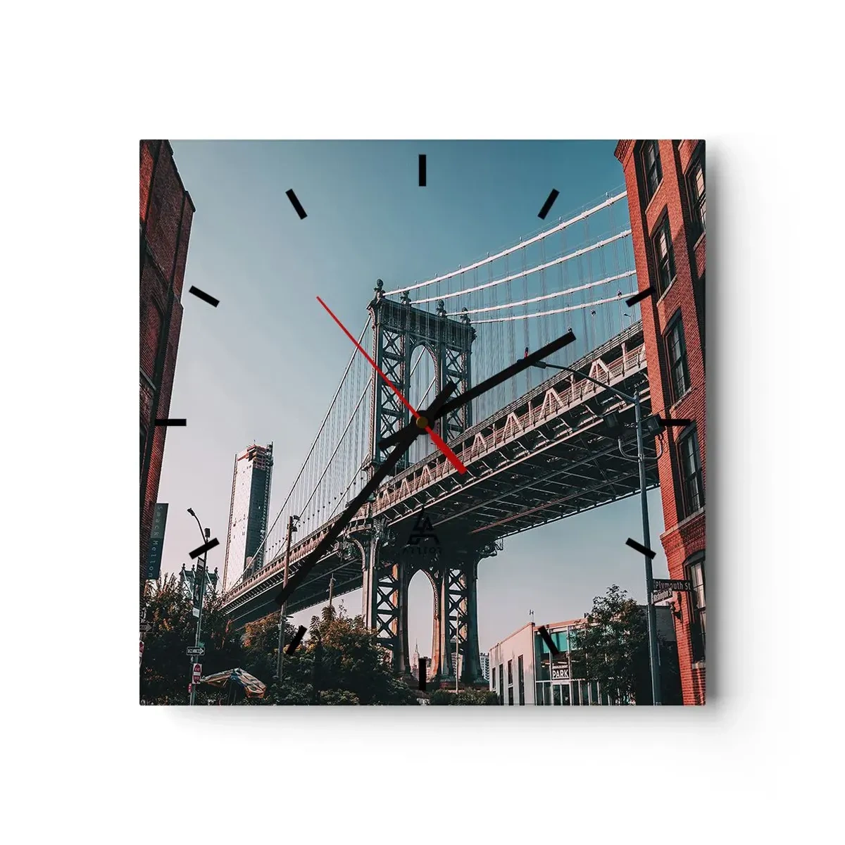 Zegar ścienny - Nad falami miasta - 40x40 cm