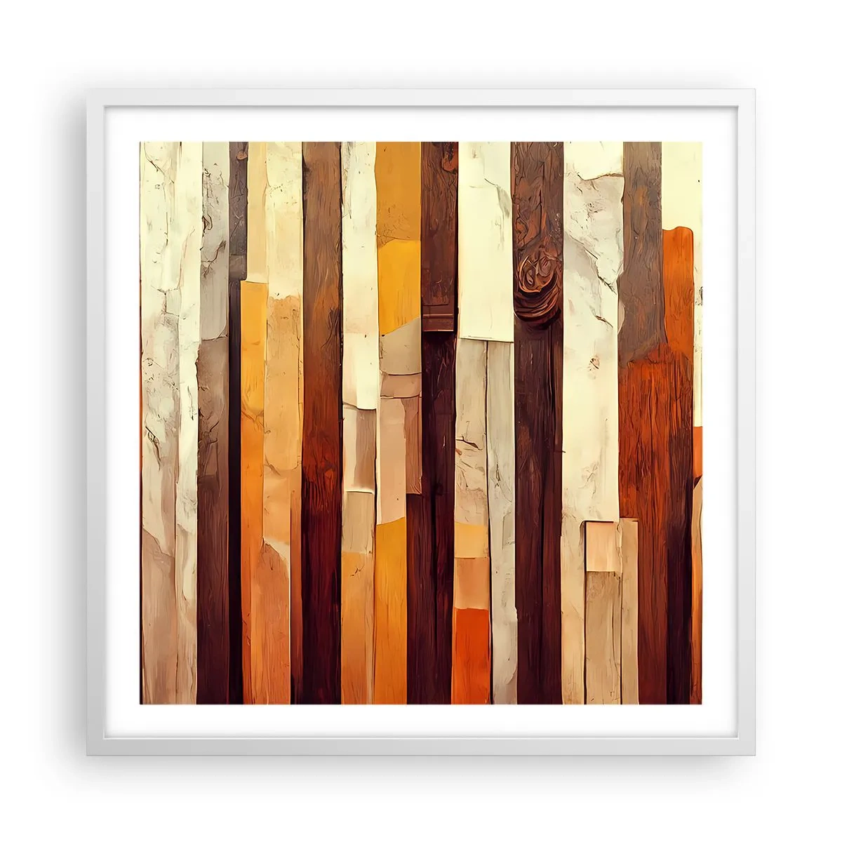 Plakat w białej ramie - Hymn leśnych drzew - 60x60 cm
