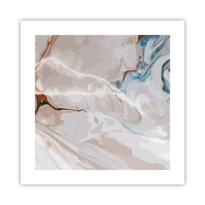 Plakat - Błękitne meandry pod bielą - 40x40 cm