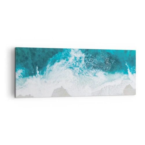 Obraz na płótnie - Turkusowe fale oceanu na jasnym piasku - 140x50cm - Naturalna pieszczota - Nowoczesna dekoracja ścienna do salonu i sypialni ARTTOR