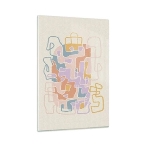 Obraz na szkle - Pastelowe abstrakcyjne linie tworzące geometryczne wzory - 80x120cm - Labirynt – radosna przygoda - Nowoczesna dekoracja ścienna do salonu i sypialni ARTTOR