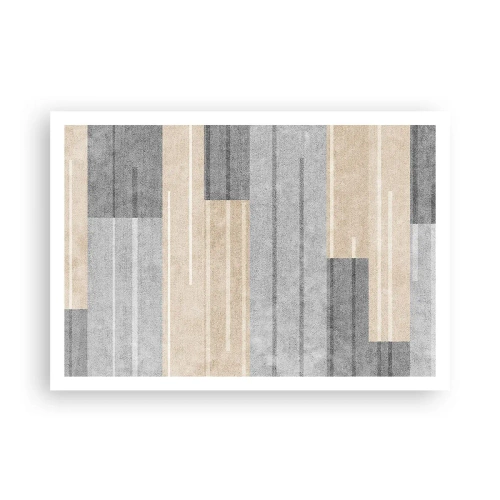 Plakat - Geometryczna kompozycja w odcieniach szarości i beżu - 100x70cm - Kompozycja: trzymać pion - Nowoczesna dekoracja ścienna do salonu i sypialni ARTTOR