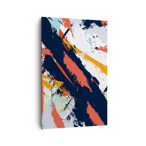 Obraz na płótnie - Abstrakcyjne pociągnięcia pędzla w żywych kolorach - 80x120cm - Kompozycja dynamiczna - Nowoczesna dekoracja ścienna do salonu i sypialni ARTTOR