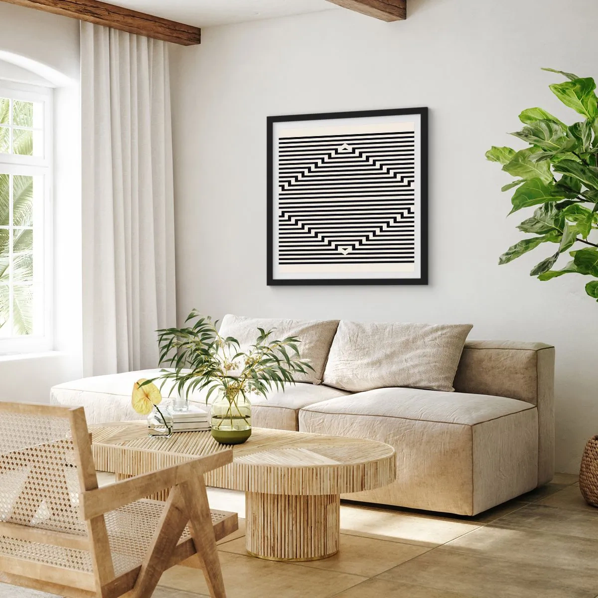 Plakat w czarnej ramie - Geometryczna iluzja - 40x40 cm