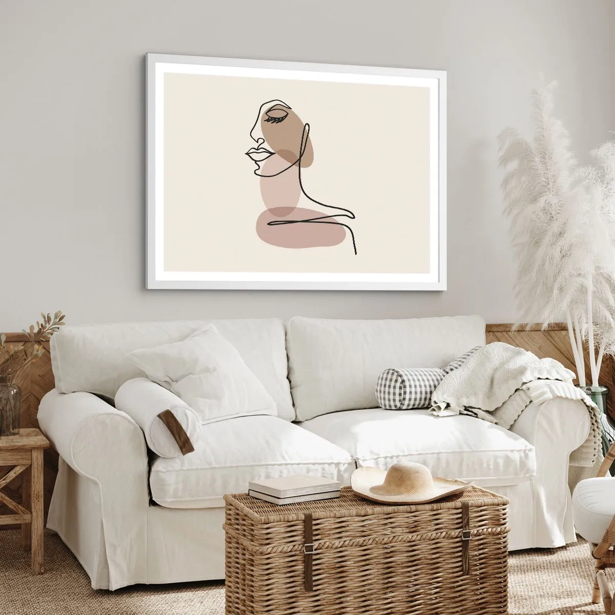 Plakat w białej ramie - Pewna linia piękna - 100x70 cm