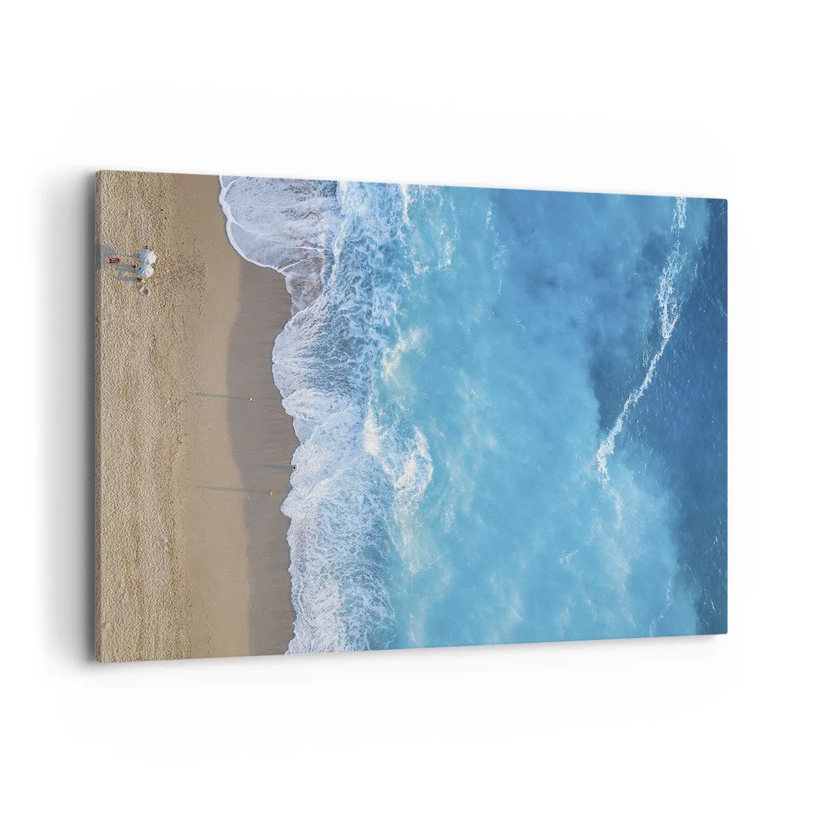 Obraz na płótnie - Widok na plażę i fale morskie z lotu ptaka - 120x80cm - Siła błękitu - Nowoczesna dekoracja ścienna do salonu, kuchni i sypialni ARTTOR