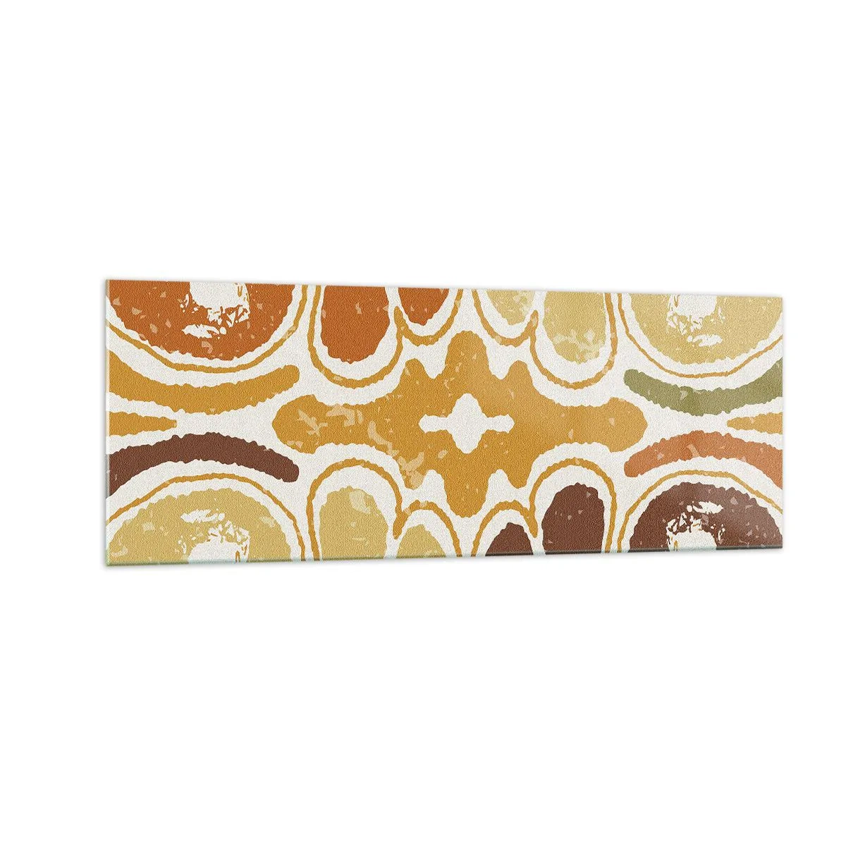 Obraz na szkle - Ciepłe wzory abstrakcyjne w żółciach i brązach - 140x50cm - Abstrakcja sentymentalna - Nowoczesna dekoracja ścienna do salonu i sypialni ARTTOR