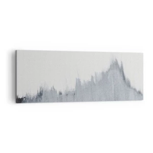 Obraz na płótnie - Abstrakcyjna szara kompozycja w minimalistycznym stylu - 140x50cm - Tajemniczy zapis - Nowoczesna dekoracja ścienna do salonu i sypialni ARTTOR
