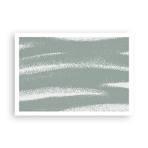 Plakat - Zimowe fale w odcieniach mięty i bieli - 100x70cm - Abstrakcja w zimowym klimacie - Nowoczesna dekoracja ścienna do salonu i sypialni ARTTOR