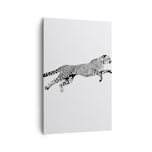Obraz na płótnie - Minimalistyczna grafika geparda w ruchu - 80x120cm - Najszybszy na Ziemi - Nowoczesna dekoracja ścienna do salonu i sypialni ARTTOR