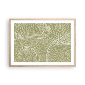 Plakat w ramie jasny dąb - Abstrakcja misterna w bieli - 70x50 cm