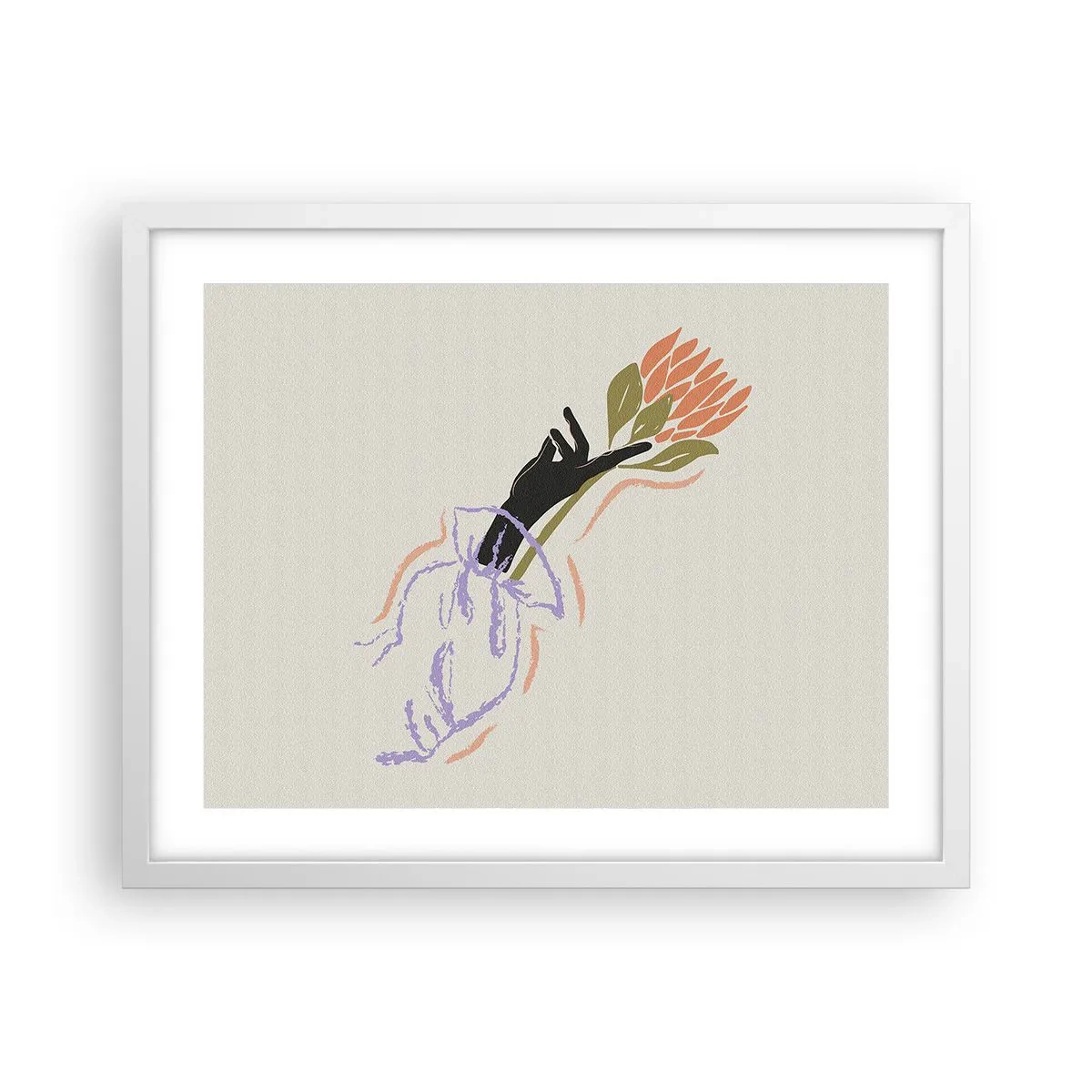 Plakat w białej ramie - Siostrzany dotyk - 50x40 cm