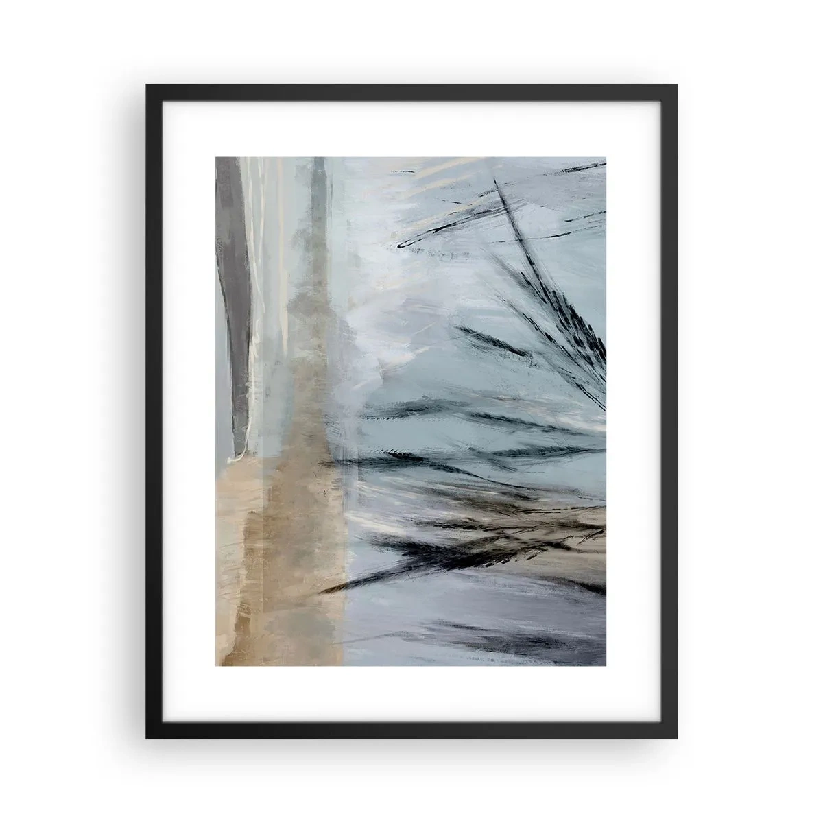 Plakat w czarnej ramie - Zimowe pola - 40x50 cm