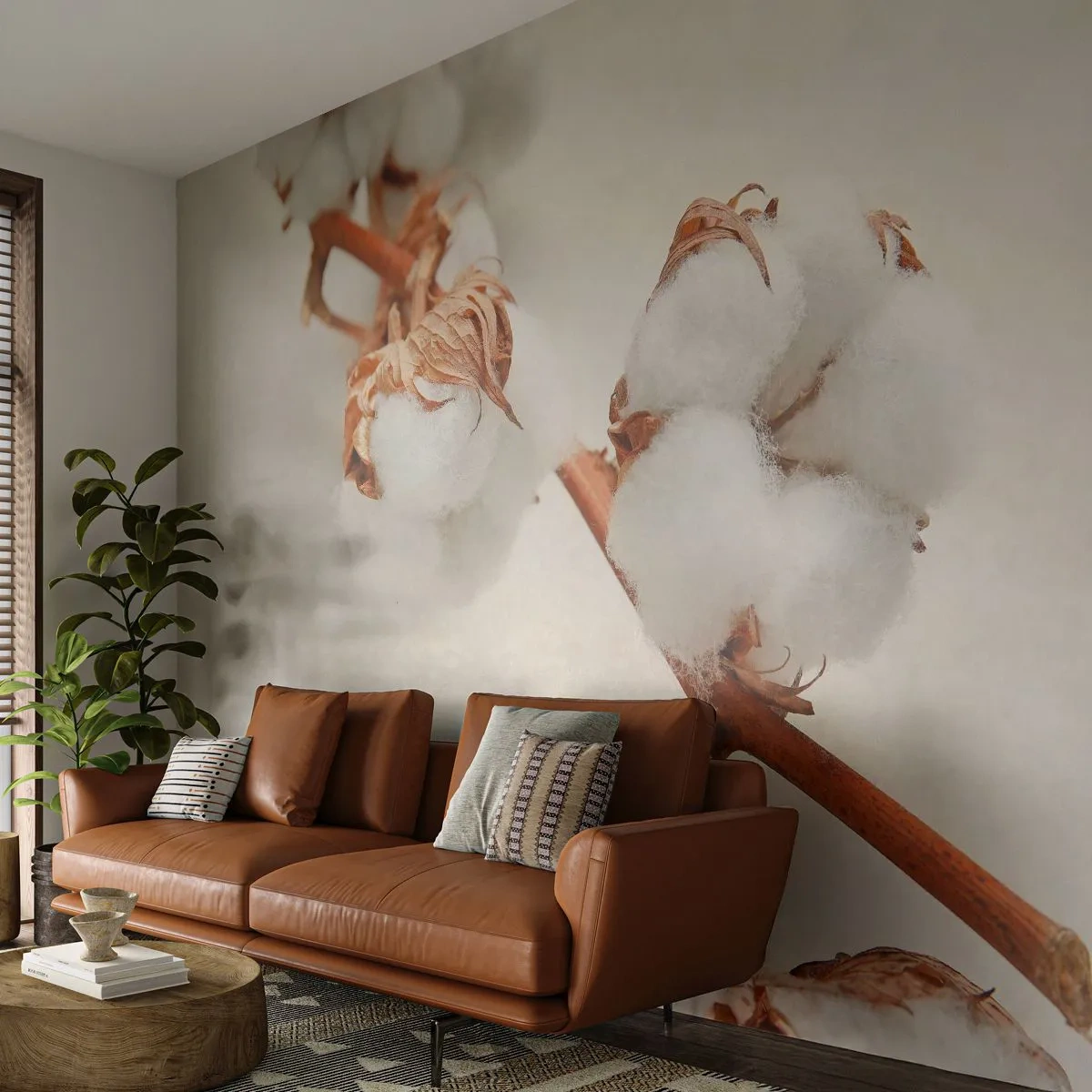 Fototapeta Premium Canvas - Tylko tulić - Kwiat Bawełny, Kwiat, Gałązka Bawełny - 450x315 cm