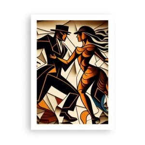 Plakat - Dynamiczna para tańcząca tango w stylu kubistycznym - 50x70cm - Taniec pasji i namiętności - Nowoczesna dekoracja ścienna do salonu, kuchni i sypialni ARTTOR