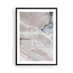 Plakat w czarnej ramie - Wzór marmuru w delikatnych beżowych i błękitnych odcieniach - 50x70cm - Błękitne meandry pod bielą - Nowoczesna dekoracja ścienna do salonu i sypialni ARTTOR