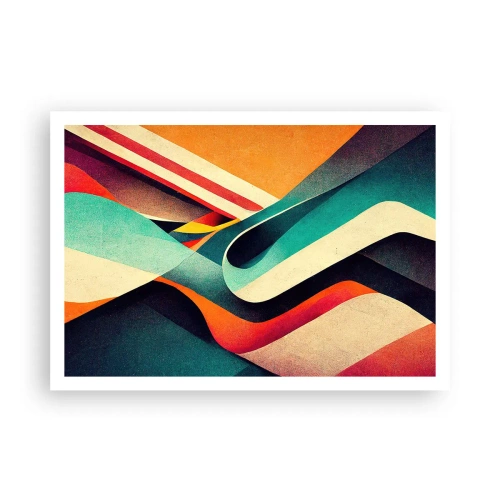 Plakat - Kolorowe fale abstrakcyjne w dynamicznej kompozycji - 100x70cm - Kompozycja intensywna - Nowoczesna dekoracja ścienna do salonu i sypialni ARTTOR