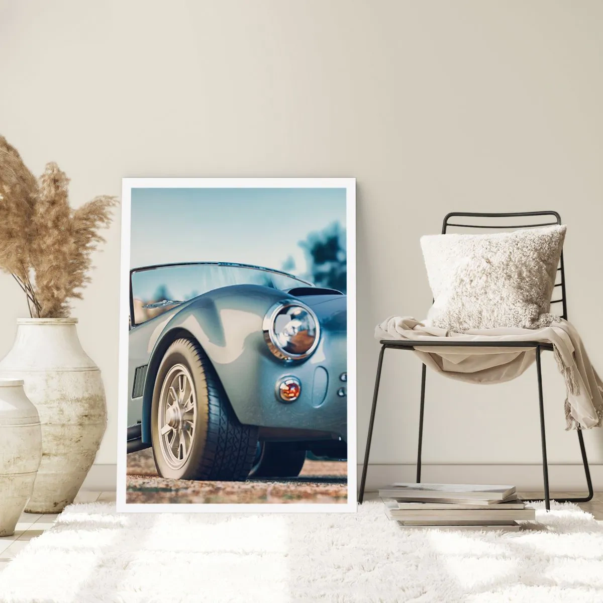 Plakat - Klasyczny samochód w stylu retro na tle rozmytej scenerii - 50x70cm - Bo liczy się styl - Nowoczesna dekoracja ścienna do salonu, kuchni i sypialni ARTTOR