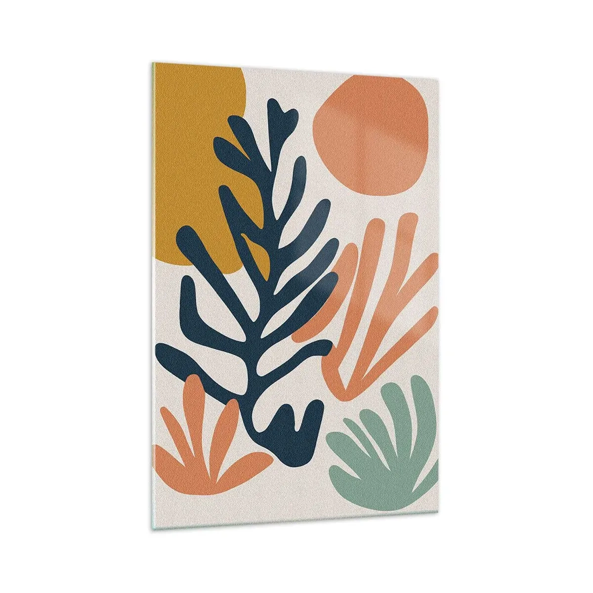 Obraz na szkle - Kolorowe liście w abstrakcyjnym stylu - 70x100cm - Koralowe morza - Nowoczesna dekoracja ścienna do salonu i sypialni ARTTOR