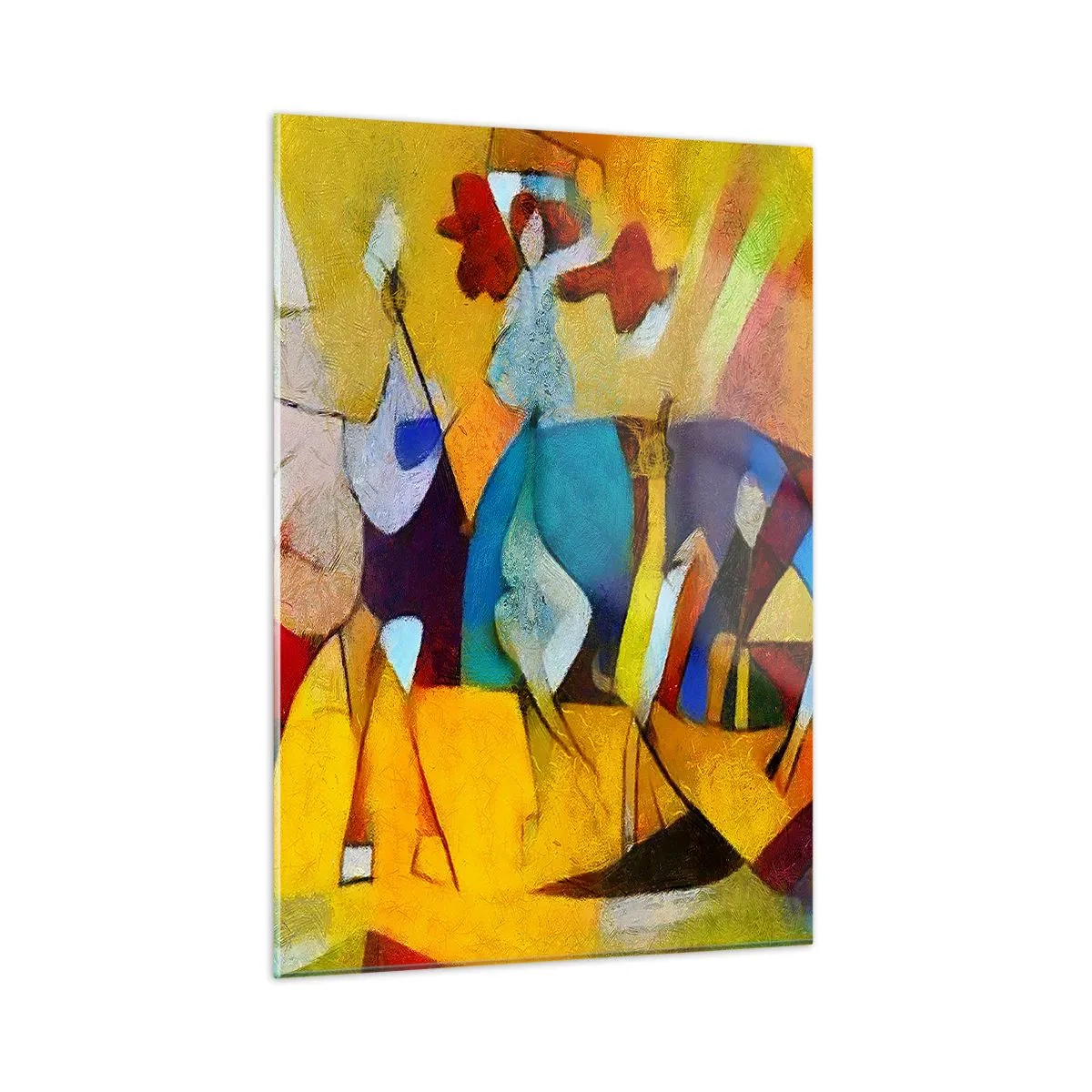 Obraz na szkle - Kolorowa abstrakcja z figurami i geometrycznymi kształtami - 50x70cm - Słońce - życie - radość - Nowoczesna dekoracja ścienna do salonu, kuchni i sypialni ARTTOR