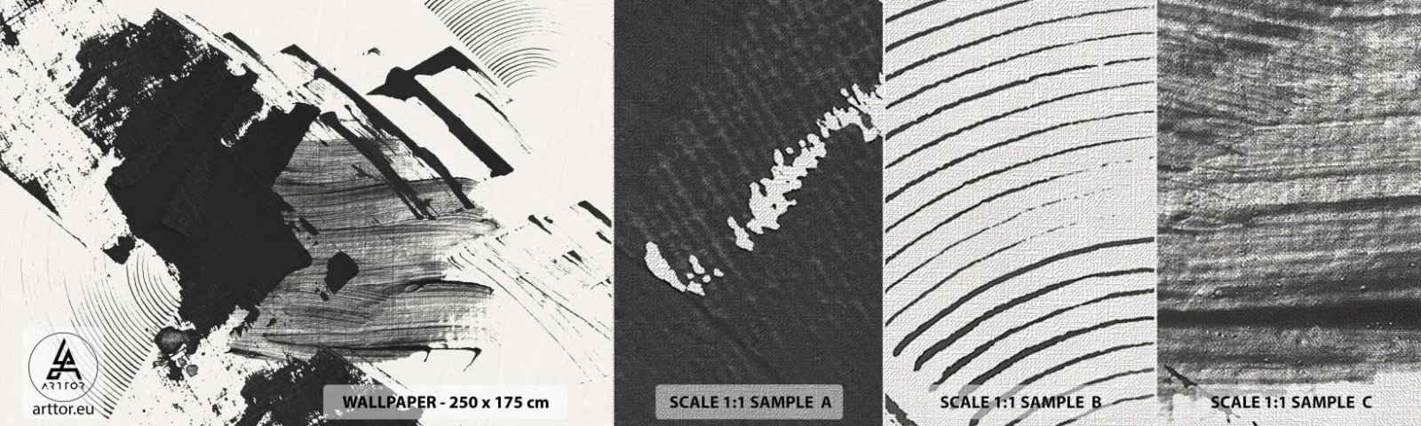 Fototapeta Próbka Premium Canvas - Abstrakcja – ekspresja czerni - Sztuka, Nowoczesna, Czarno-Biały - 100x30 cm