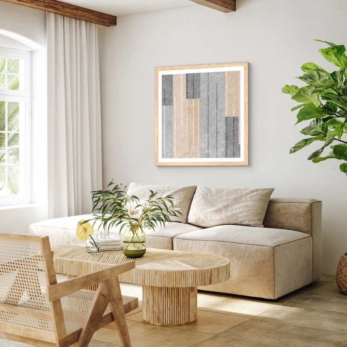 Plakat w ramie jasny dąb - Kompozycja: trzymać pion - 50x50 cm