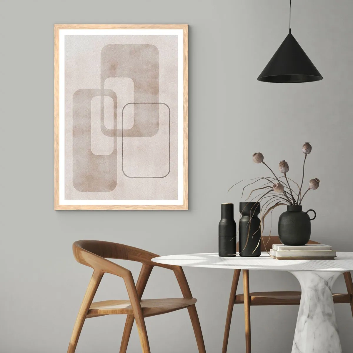 Plakat w ramie jasny dąb - Geometryczna fuga - 30x40 cm