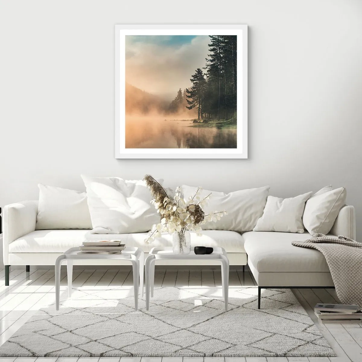 Plakat w białej ramie - Narodziny dnia - 50x50 cm