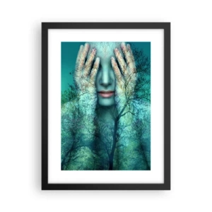 Plakat w czarnej ramie - Zanurzona w błękicie - 30x40 cm