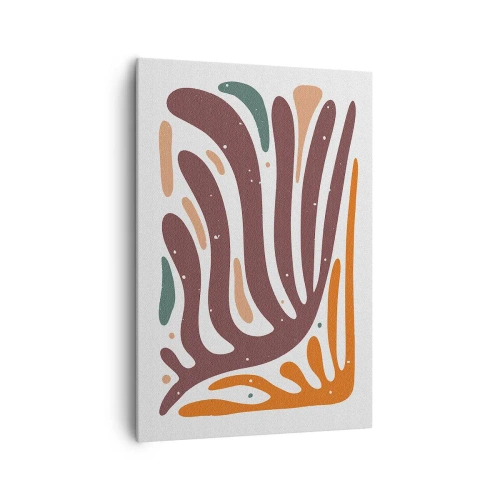 Obraz na płótnie - Organiczny wzór z promienistymi liniami w ciepłych odcieniach - 70x100cm - Kompozycja organiczna promienista - Nowoczesna dekoracja ścienna do salonu i sypialni ARTTOR