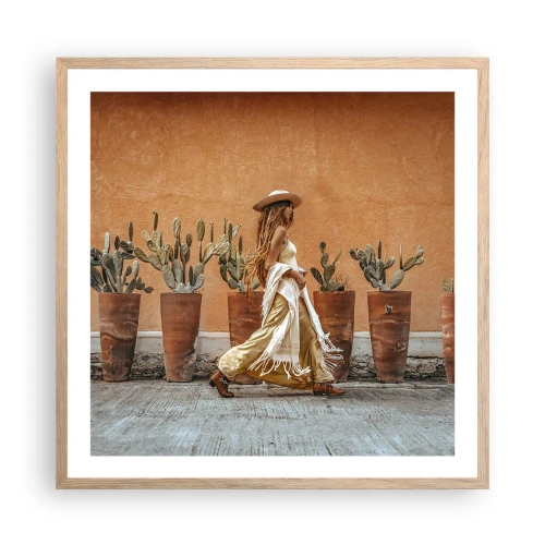 Plakat w ramie jasny dąb - W stylu hippie - 60x60 cm