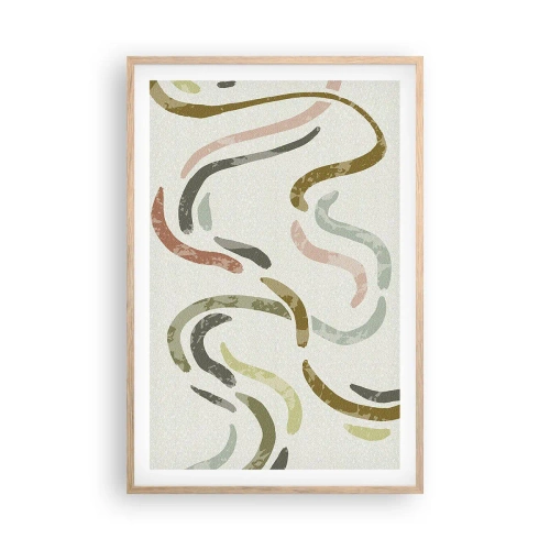 Plakat w ramie jasny dąb - Radosny taniec abstrakcji - 61x91 cm