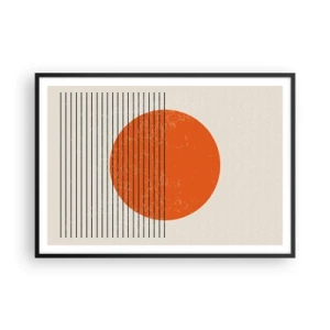Plakat w czarnej ramie - Minimalistyczne słońce z geometrycznymi liniami - 100x70cm - Zawsze słońce - Nowoczesna dekoracja ścienna do salonu i sypialni ARTTOR