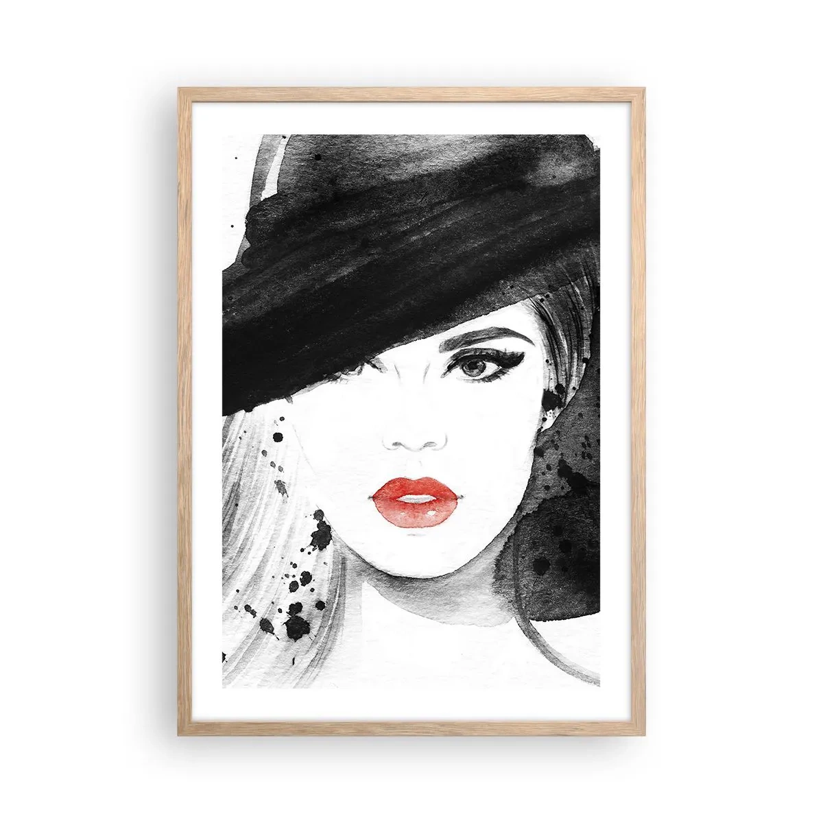 Plakat w ramie jasny dąb - Dama w czerni - 50x70 cm