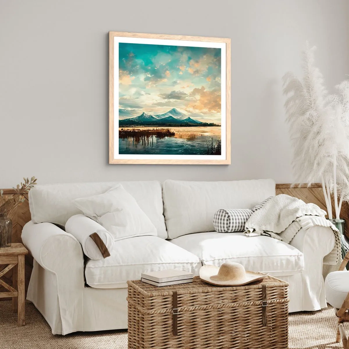 Plakat w ramie jasny dąb - Pod opieką nieba - 50x50 cm