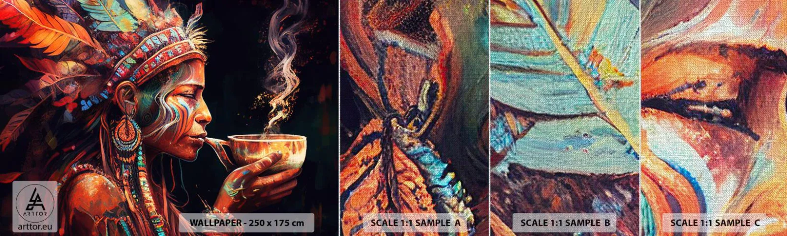 Fototapeta Próbka Premium Canvas - Magiczny rytuał - Szaman, Indianin, Ayahuasca - 100x30 cm