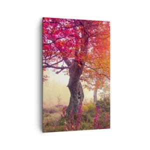 Obraz na płótnie - Jesienny krajobraz z drzewami w intensywnych kolorach - 80x120cm - Szał rozkwitu - Nowoczesna dekoracja ścienna do salonu i sypialni ARTTOR