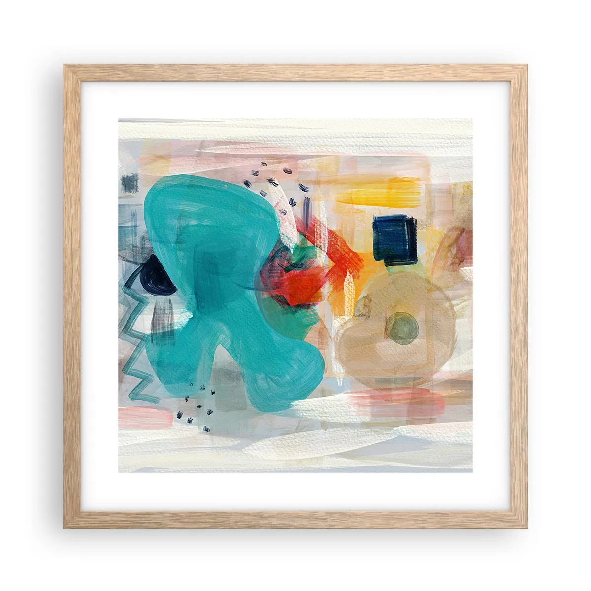 Plakat w ramie jasny dąb - Kolorowa gra - 40x40 cm