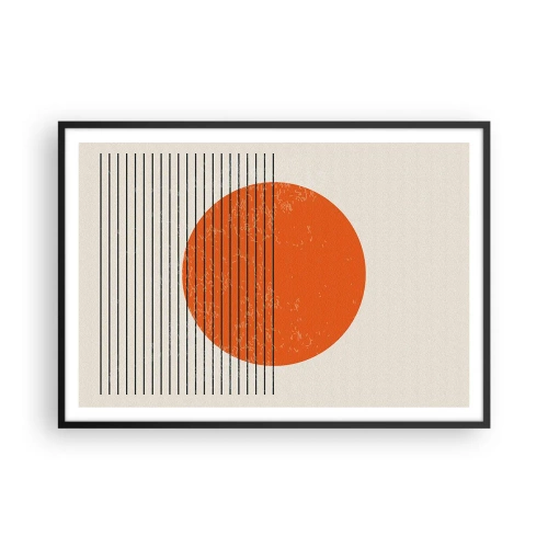 Plakat w czarnej ramie - Minimalistyczne słońce z geometrycznymi liniami - 100x70cm - Zawsze słońce - Nowoczesna dekoracja ścienna do salonu i sypialni ARTTOR