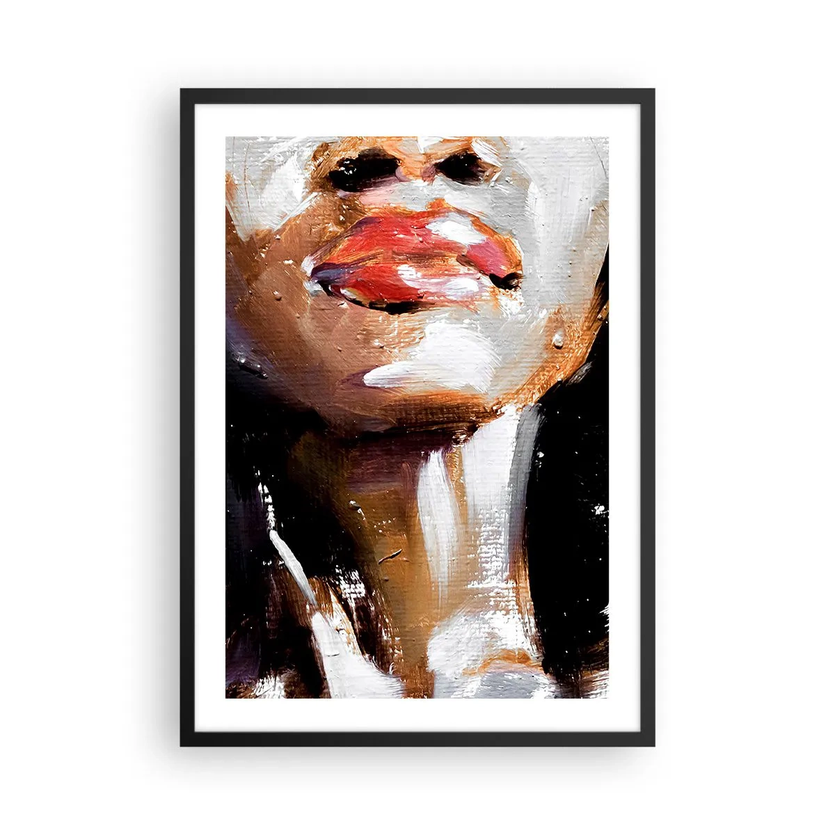 Plakat w czarnej ramie - Abstrakcyjny portret kobiety z czerwonymi ustami - 50x70cm - Duma bez uprzedzeń - Nowoczesna dekoracja ścienna do salonu i sypialni ARTTOR
