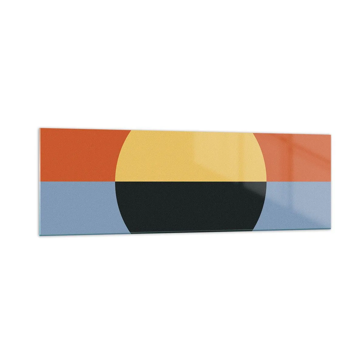 Obraz na szkle - Abstrakcja geometryczna z kontrastowymi kolorami - 160x50cm - Kompozycja ciepła i chłodu - Nowoczesna dekoracja ścienna do salonu i sypialni ARTTOR