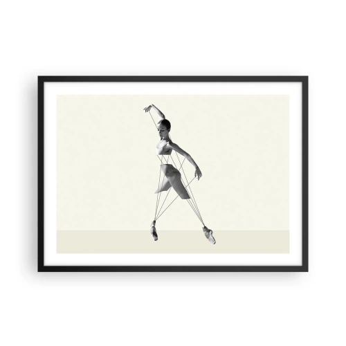 Plakat w czarnej ramie - Baletnica w geometrycznej interpretacji z liniami - 70x50cm - W teatrze świata - Nowoczesna dekoracja ścienna do salonu i sypialni ARTTOR