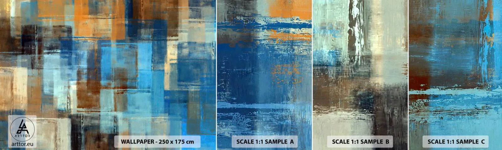 Fototapeta Próbka Samoprzylepna Deluxe Sticker - Przez błękitną zasłonę - Abstrakcja, Sztuka, Farba - 100x30 cm