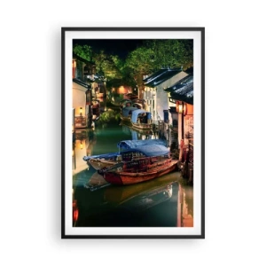 Plakat w czarnej ramie - Wieczór na chińskiej ulicy - 61x91 cm