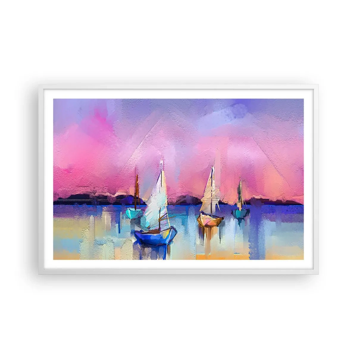 Plakat w białej ramie - Kierunek: szerokie wody - 91x61 cm