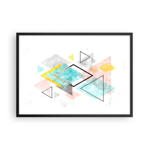 Plakat w czarnej ramie - Kolorowe geometryczne wzory na białym tle - 70x50cm - Igraszka geometryczna - Nowoczesna dekoracja ścienna do salonu i sypialni ARTTOR