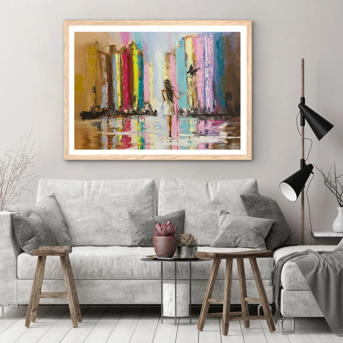 Plakat w ramie jasny dąb - Idż za mną - 70x50 cm