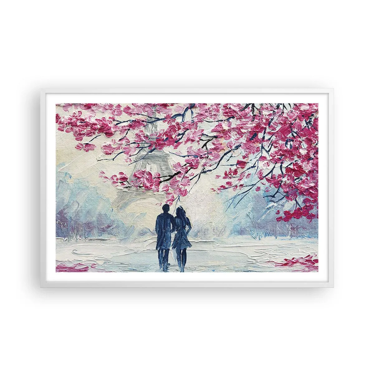 Plakat w białej ramie - Romantyczny spacer - 91x61 cm